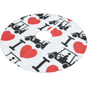 I Heart (Love) Golf Cart Brushed Polyester Tree Skirt
