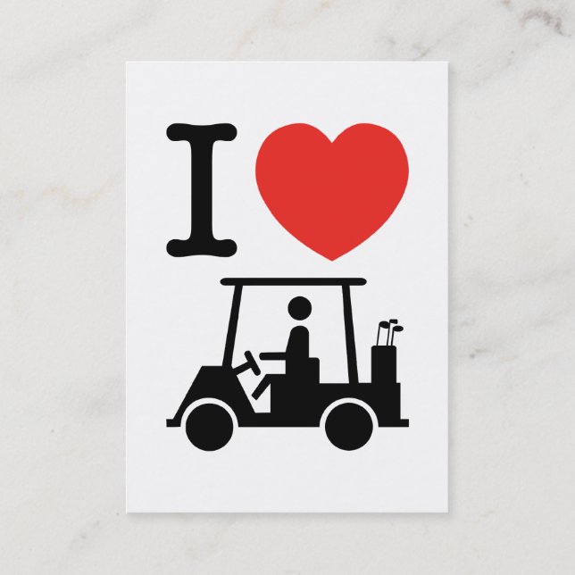 I Heart (Love) Golf Cart Business Card (Back)