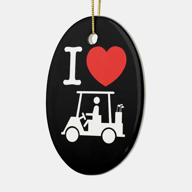 I Heart (Love) Golf Cart Ceramic Tree Decoration (Left)