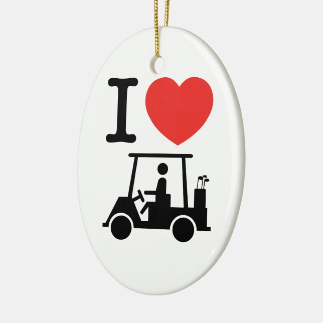 I Heart (Love) Golf Cart Ceramic Tree Decoration (Left)