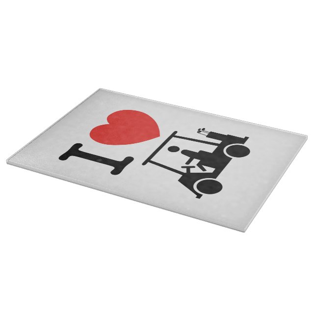 I Heart (Love) Golf Cart Cutting Board (Corner)