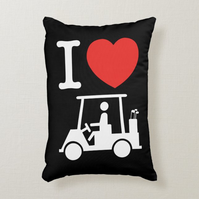 I Heart (Love) Golf Cart Decorative Cushion (Front(Vertical))
