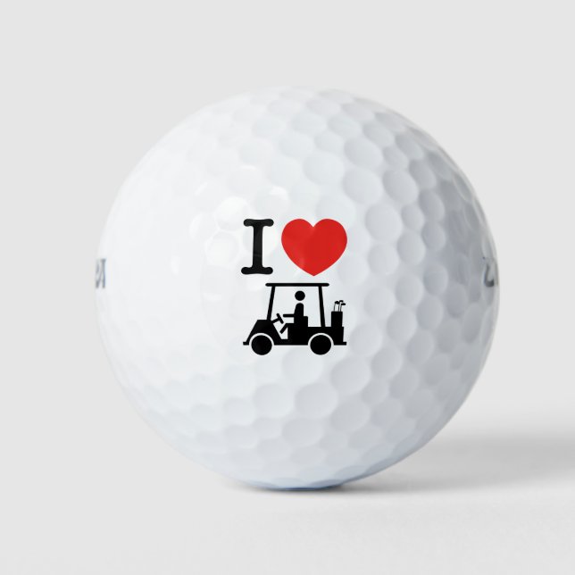 I Heart (Love) Golf Cart Golf Balls (Front)