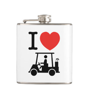 I Heart (Love) Golf Cart Hip Flask