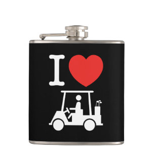 I Heart (Love) Golf Cart Hip Flask
