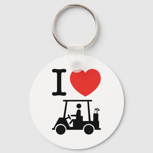 I Heart (Love) Golf Cart Key Ring (Front)