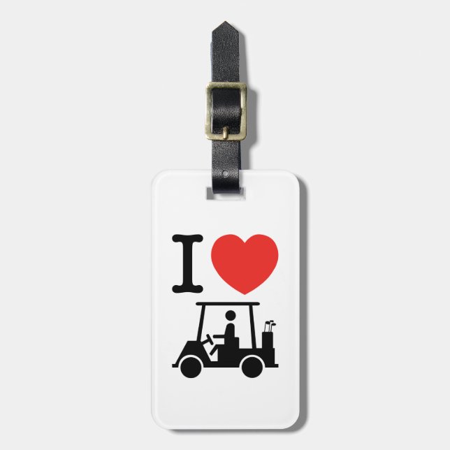 I Heart (Love) Golf Cart Luggage Tag (Front Vertical)