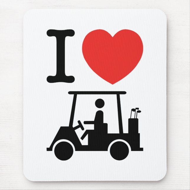 I Heart (Love) Golf Cart Mouse Mat (Front)