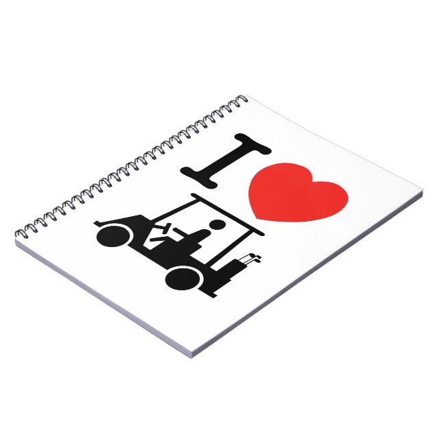 I Heart (Love) Golf Cart Notebook (Left Side)