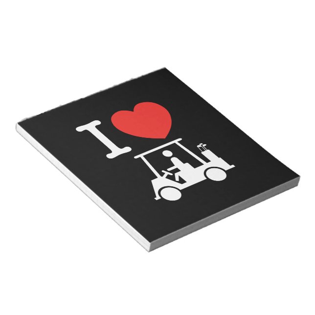 I Heart (Love) Golf Cart Notepad (Angled)