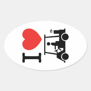 I Heart (Love) Golf Cart Oval Sticker