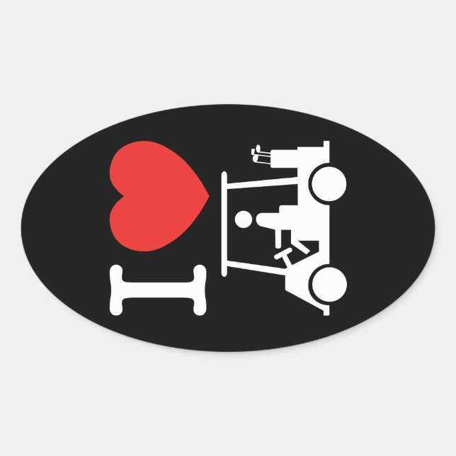 I Heart (Love) Golf Cart Oval Sticker (Front)