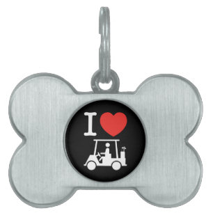 I Heart (Love) Golf Cart Pet ID Tag