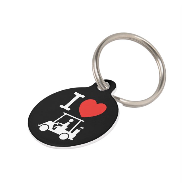 I Heart (Love) Golf Cart Pet Tag (Side)