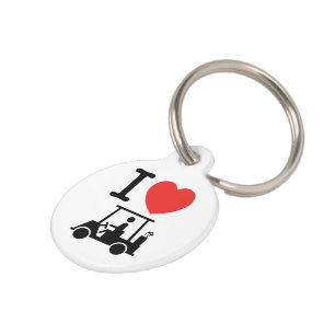 I Heart (Love) Golf Cart Pet Tag