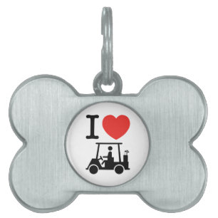 I Heart (Love) Golf Cart Pet Tag