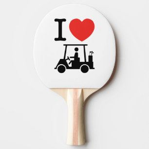 I Heart (Love) Golf Cart Ping Pong Paddle