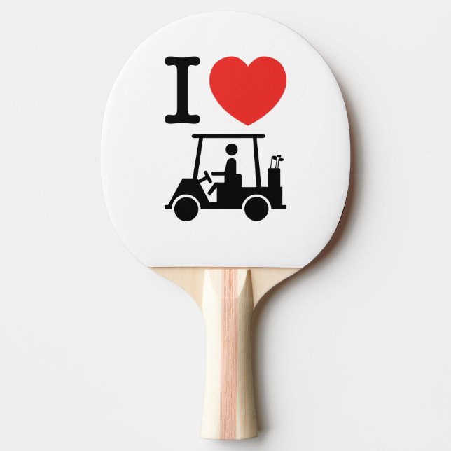 I Heart (Love) Golf Cart Ping Pong Paddle (Front)