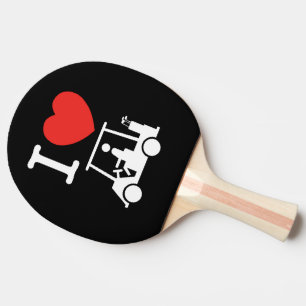 I Heart (Love) Golf Cart Ping Pong Paddle