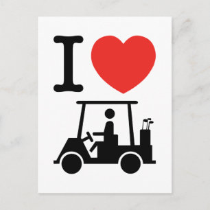 I Heart (Love) Golf Cart Postcard