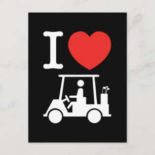 I Heart (Love) Golf Cart Postcard