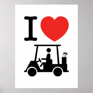 I Heart (Love) Golf Cart Poster