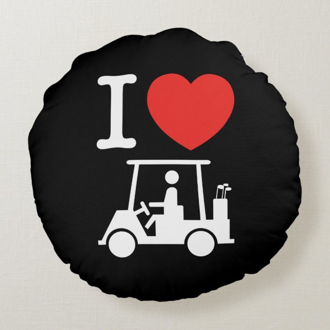 I Heart (Love) Golf Cart Round Cushion (Back)