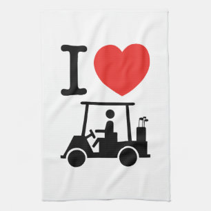 I Heart (Love) Golf Cart Tea Towel