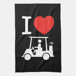 I Heart (Love) Golf Cart Tea Towel