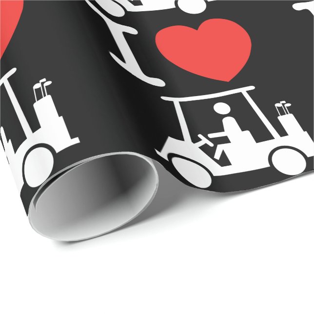 I Heart (Love) Golf Cart Wrapping Paper (Roll Corner)