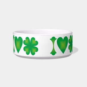 I Heart Love Green Clovers Bowl