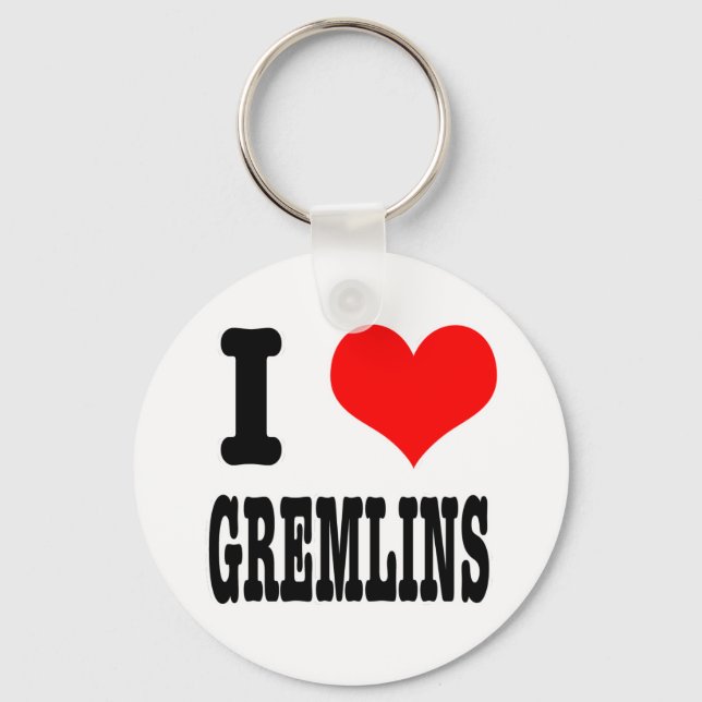 I HEART (LOVE) GREMLINS KEY RING (Front)