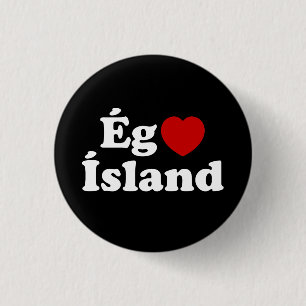 I Heart (Love) Iceland [Ég Elska Ísland] Icelandic 3 Cm Round Badge