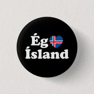 I Heart (Love) Iceland [Ég Elska Ísland] Icelandic 3 Cm Round Badge