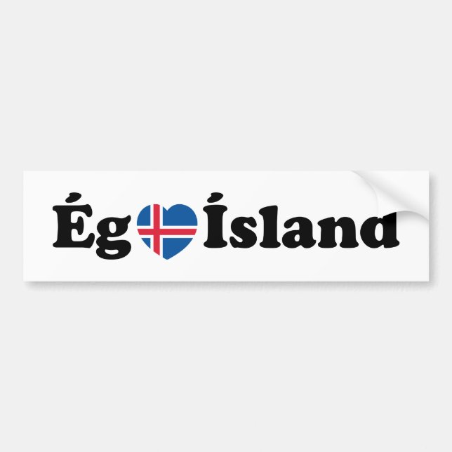 I Heart (Love) Iceland [Ég Elska Ísland] Icelandic Bumper Sticker (Front)