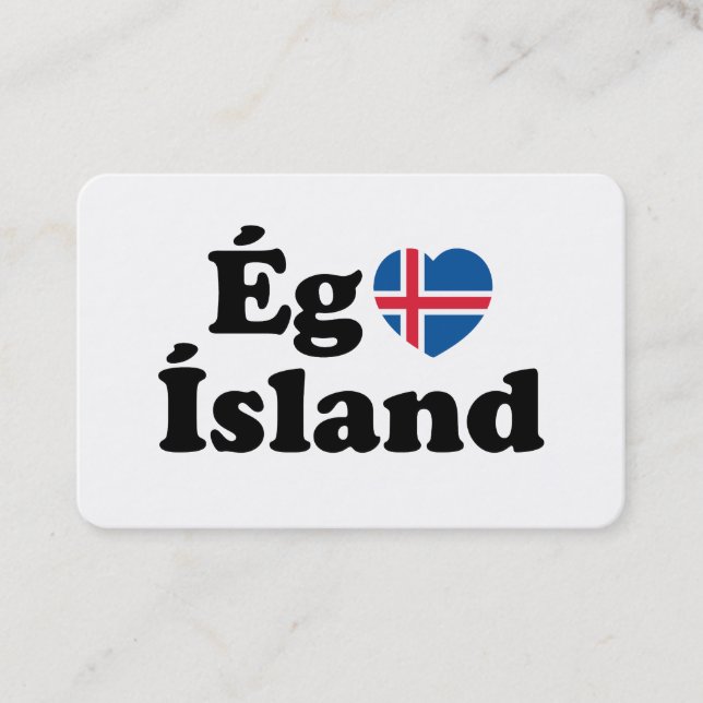 I Heart (Love) Iceland [Ég Elska Ísland] Icelandic Business Card (Front)