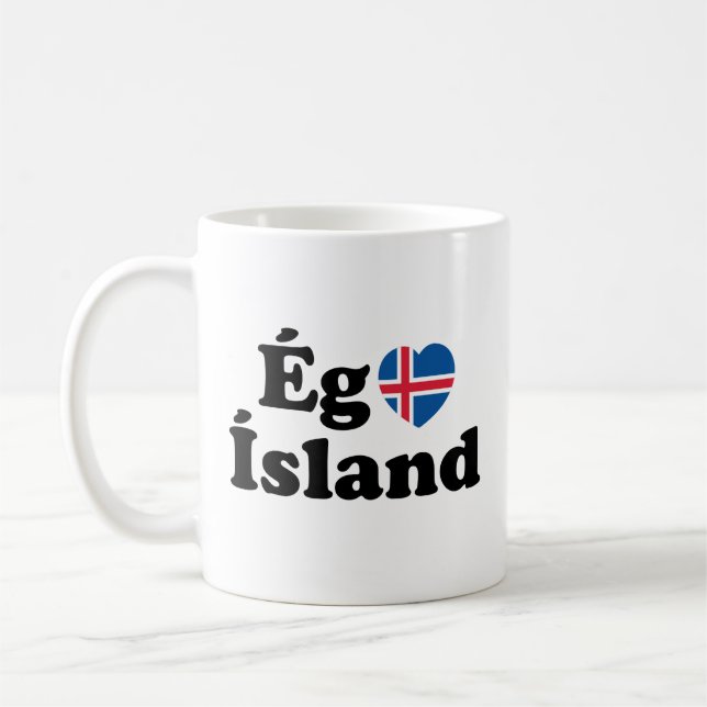 I Heart (Love) Iceland [Ég Elska Ísland] Icelandic Coffee Mug (Left)
