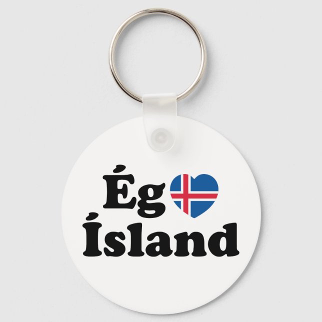 I Heart (Love) Iceland [Ég Elska Ísland] Icelandic Key Ring (Front)