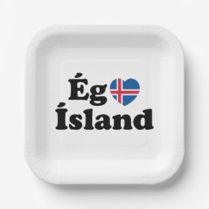 I Heart (Love) Iceland [Ég Elska Ísland] Icelandic Paper Plate
