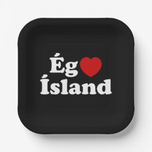 I Heart (Love) Iceland [Ég Elska Ísland] Icelandic Paper Plate