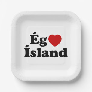 I Heart (Love) Iceland [Ég Elska Ísland] Icelandic Paper Plate