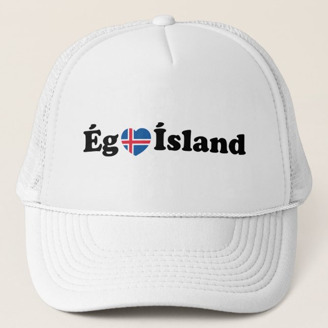 I Heart (Love) Iceland [Ég Elska Ísland] Icelandic Trucker Hat (Front)
