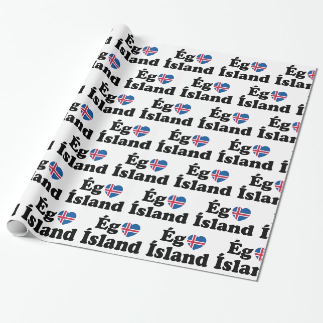 I Heart (Love) Iceland [Ég Elska Ísland] Icelandic Wrapping Paper (Unrolled)