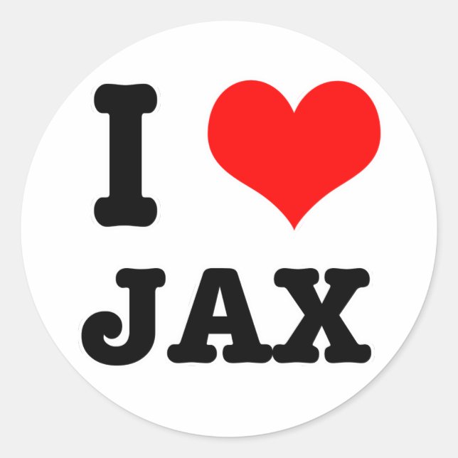 I HEART (LOVE) JAX CLASSIC ROUND STICKER (Front)