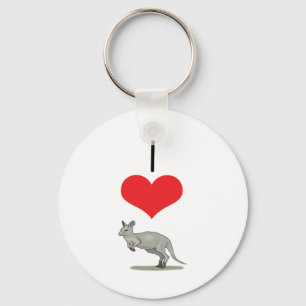 I Heart (Love) Kangaroos Key Ring