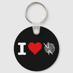 I Heart Love Knitting Key Ring