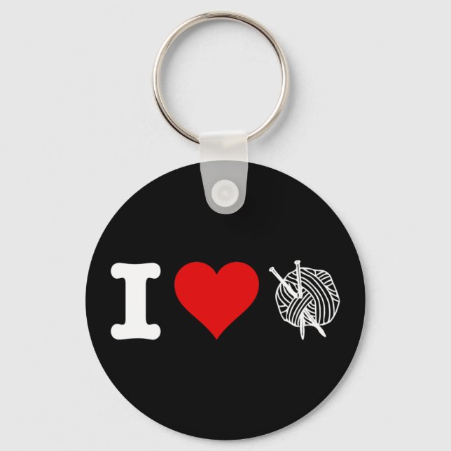 I Heart Love Knitting Key Ring (Front)