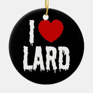 I HEART [LOVE] LARD CERAMIC TREE DECORATION