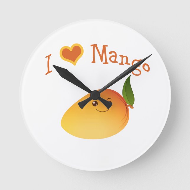 I Heart (love) Mango Round Clock (Front)