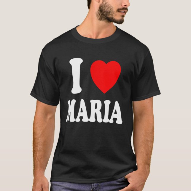 I Heart Love Maria Cute Matching Couple Spouse T-Shirt (Front)